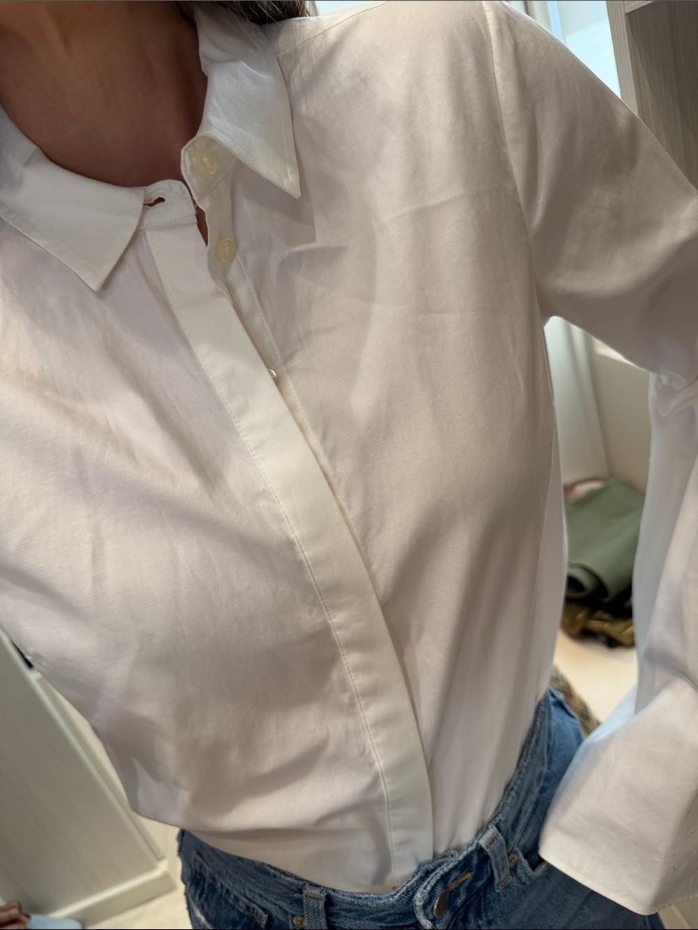 Jonathan Simkhai White Bell Sleeve Button-Down Blouse - Picture 4 of 4